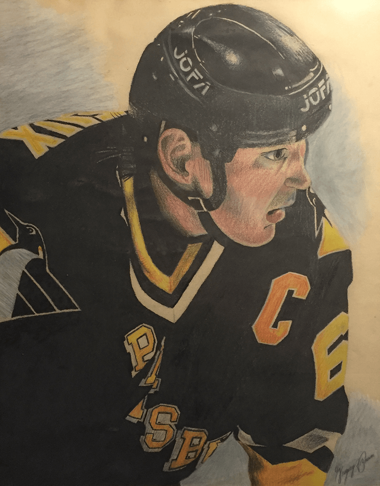 Mario Lemieux in Colored Pencil